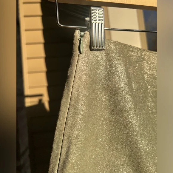 🆕Jane Doe Collection 💯Genuine Leather Light Green Pencil Skirt Midi Split Size M - Picture 10 of 13